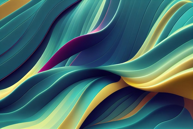 Colorful background abstract wavy 3d render