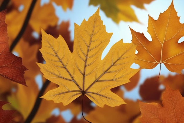 Colorful background of autumn maple leaves warm colors of autumn