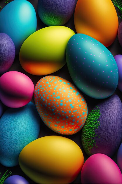 Photo colorful background of easter eggs collection easter celebration