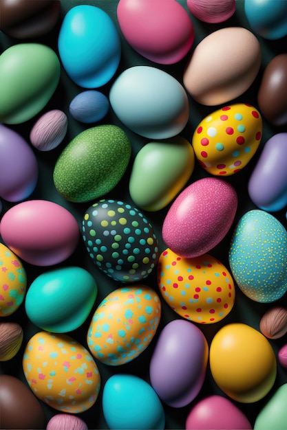 Colorful background of easter eggs collection easter celebration