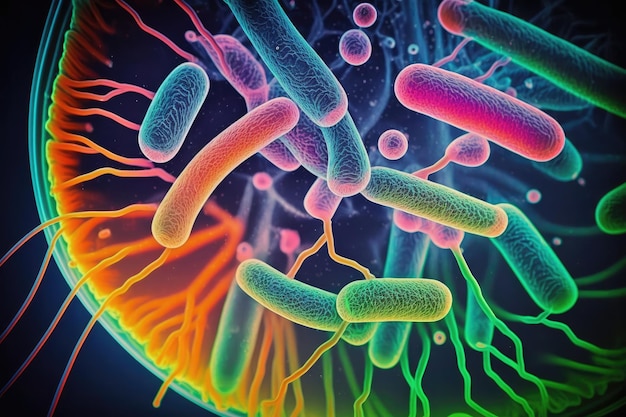 Foto sfondo colorato di escherichia coli generative ai