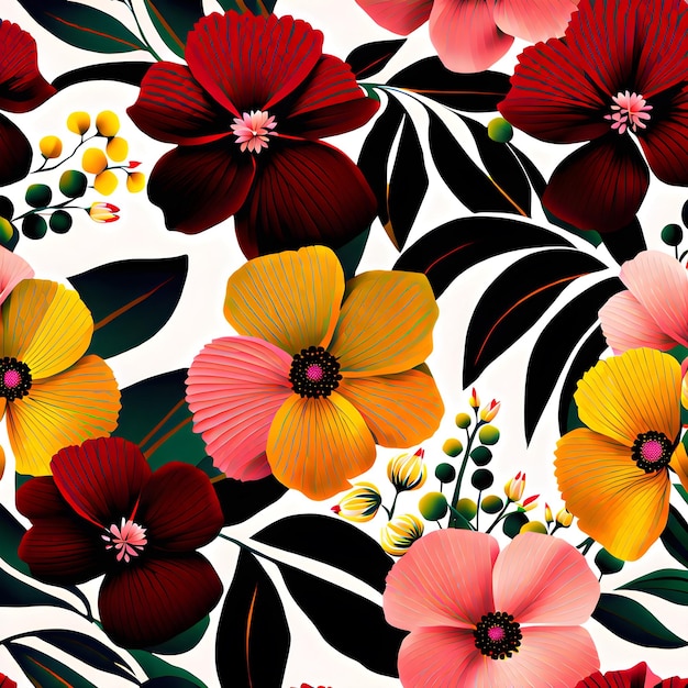 a colorful background of flowers with different colors and the word hibiscus