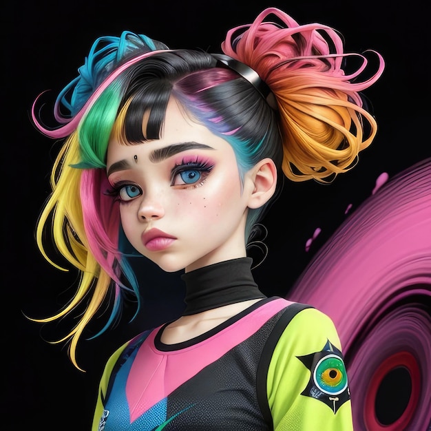 colorful background olorful hair woman