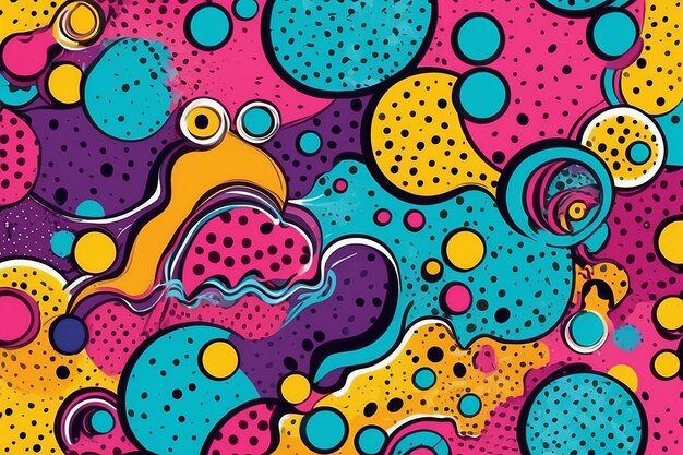 Colorful background in pop art style Abstract colorful spotty pattern Memphis texture style Vector illustration