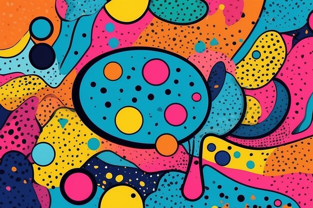 Photo colorful background in pop art style abstract colorful spotty pattern memphis texture style