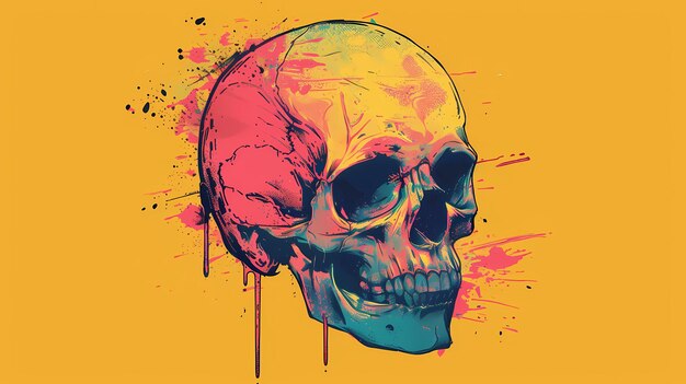 colorful background skull art illustration