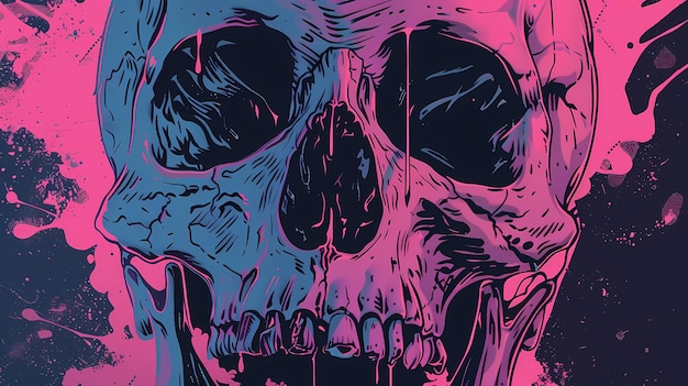 colorful background skull art illustration