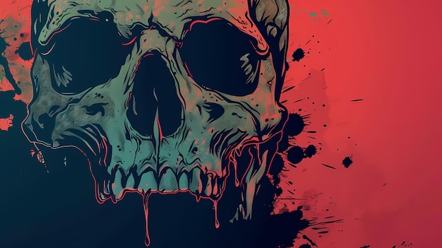 colorful background skull art illustration