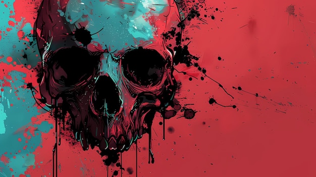 colorful background skull art illustration