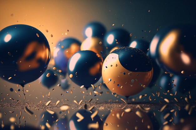 A colorful background with balls and drops of oil