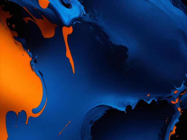 검은색 배경과 파란색과 오렌지색 페인트가 생성된 다채로운 배경