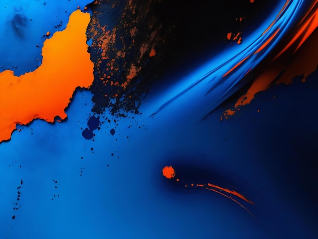 Foto uno sfondo colorato con uno sfondo nero e una vernice blu e arancione ai generato