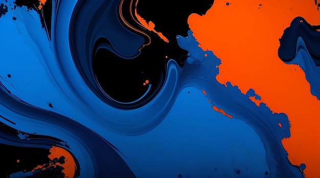 A colorful background with a black background and a blue and orange paint