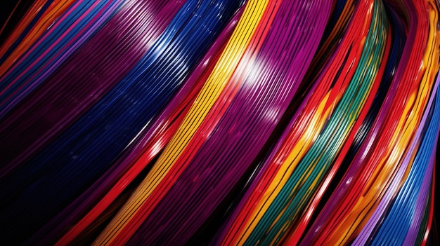 A colorful background with a black background and a colorful pattern of wires