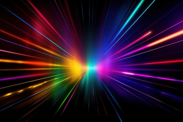 A colorful background with a black background and a light burst.