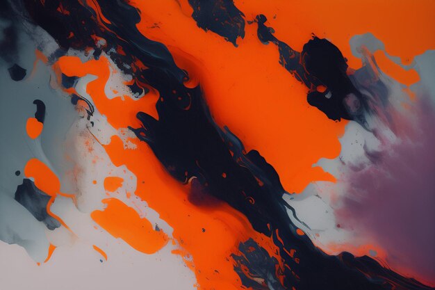 A colorful background with black and orange paint and a white background.