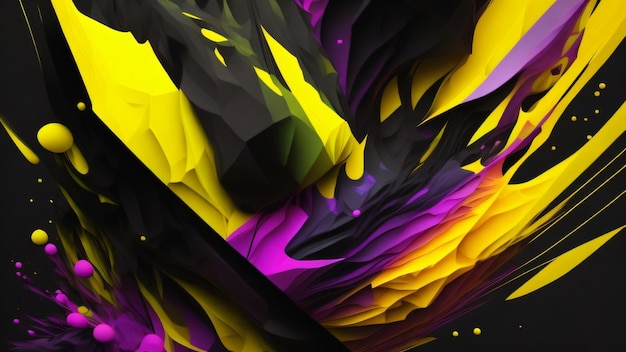 黒と黄色の背景に紫と黄色のデザインが入ったカラフルな背景。