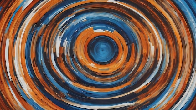 가운데에  ⁇ 색 원이 있는 파란색과 오렌지색 원을 가진 다채로운 배경