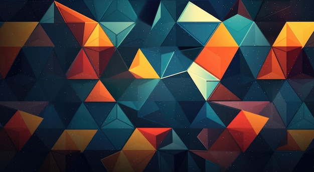 A colorful background with a blue and orange triangle pattern.