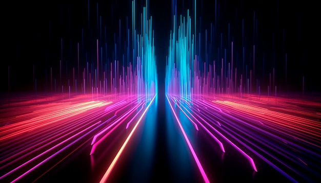 A colorful background with a blue and pink light and the words'music '