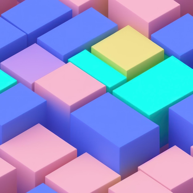 A colorful background with a blue square and the word cubes.