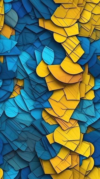 A colorful background with a blue and yellow pattern.