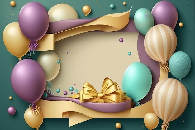 A colorful background with a bow and balloons