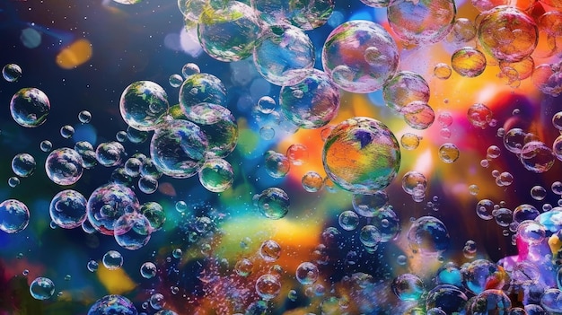 Photo colorful background with bubbles by ai