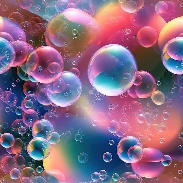 A colorful background with bubbles and a rainbow colored background.