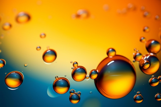 Photo a colorful background with bubbles that is colored orange and yellow.