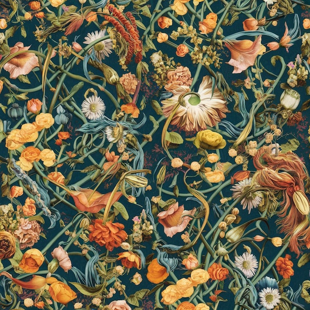 a colorful background with a bunch of flowers