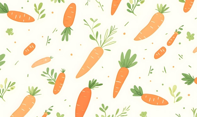 a colorful background with carrots and leaves