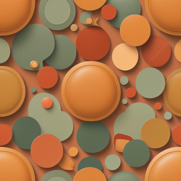 A colorful background with circles and a brown and orange circle.