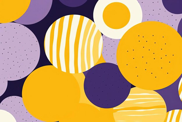 Photo a colorful background with circles and dots in purple yellow and purple