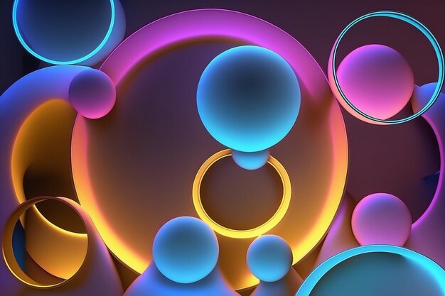 A colorful background with circles and lights.