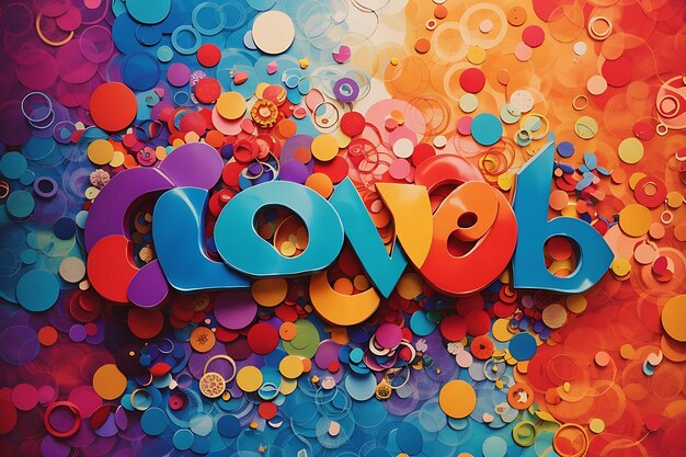 A colorful background with circles and the word love on it