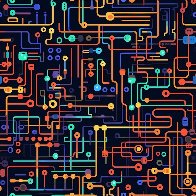 Colorful background with a circuit board.