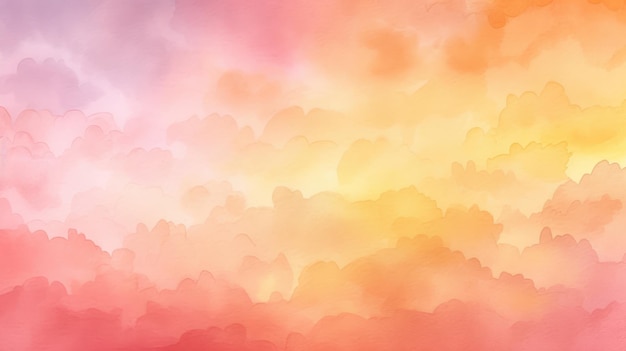 A colorful background with clouds and a pink sky.