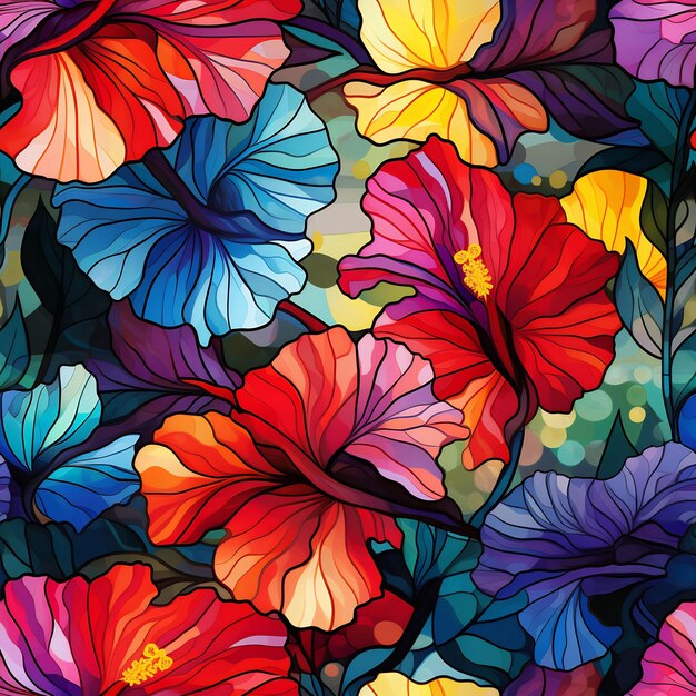 A colorful background with colorful flowers and butterflies