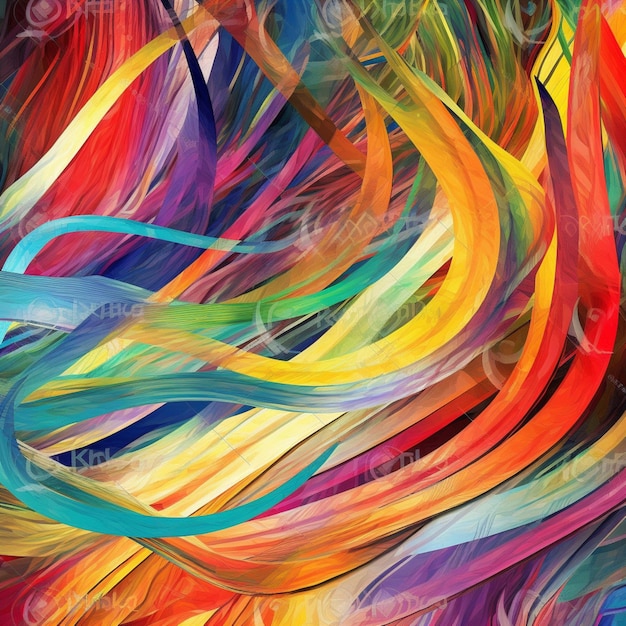 A colorful background with a colorful swirl of hair.