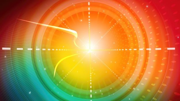 A colorful background with a cross in the middle and a rainbow colored circle in the middle.