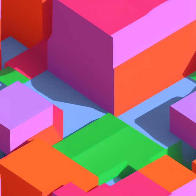A colorful background with cubes and a green box