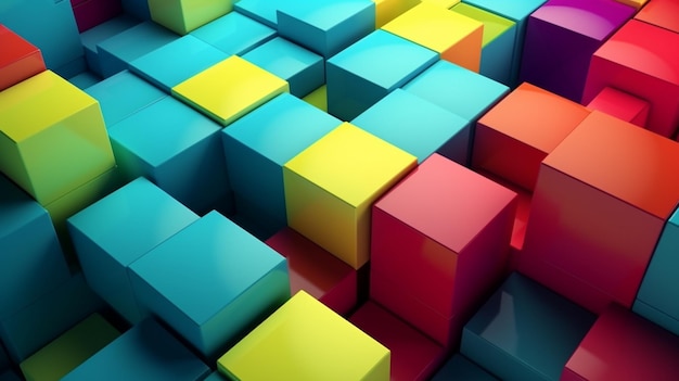 A colorful background with cubes and the word cubes