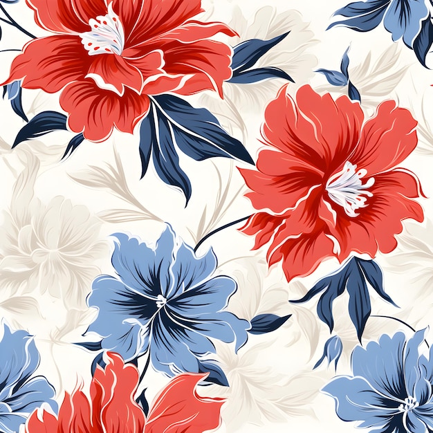 a colorful background with different flowers and leaves.