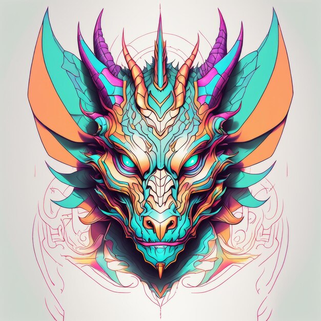 Colorful background with dragon created with generative ai software