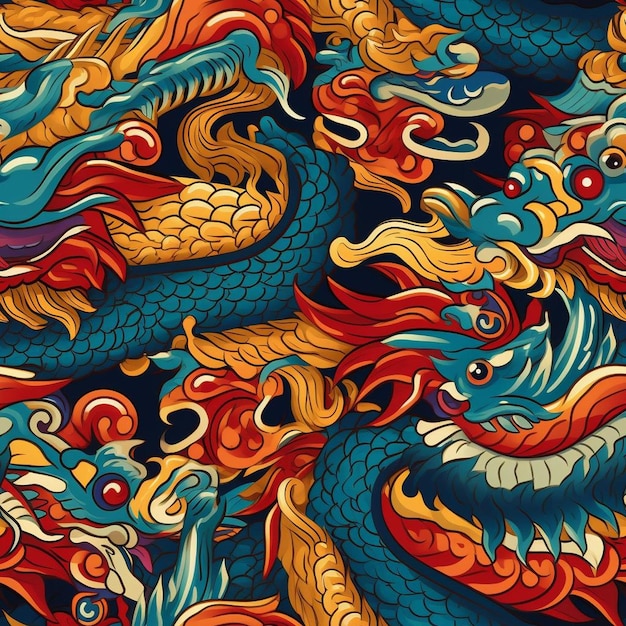 A colorful background with dragons and dragons.
