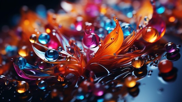 A colorful background with a drop of water Generative AI