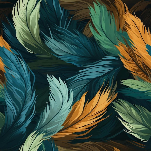 A colorful background with feathers and a colorful pattern.