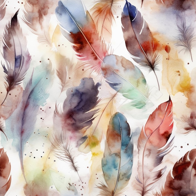 A colorful background with feathers that are colored in different colors.