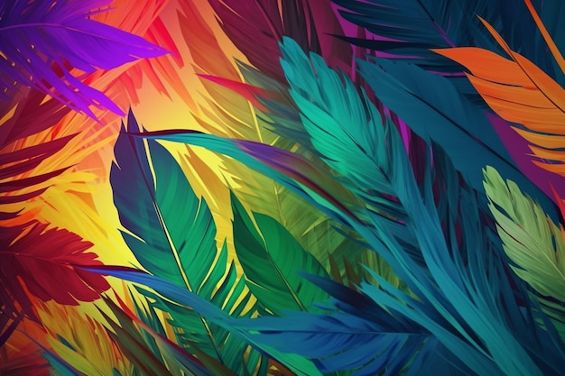 A colorful background with feathers that say'i love you '